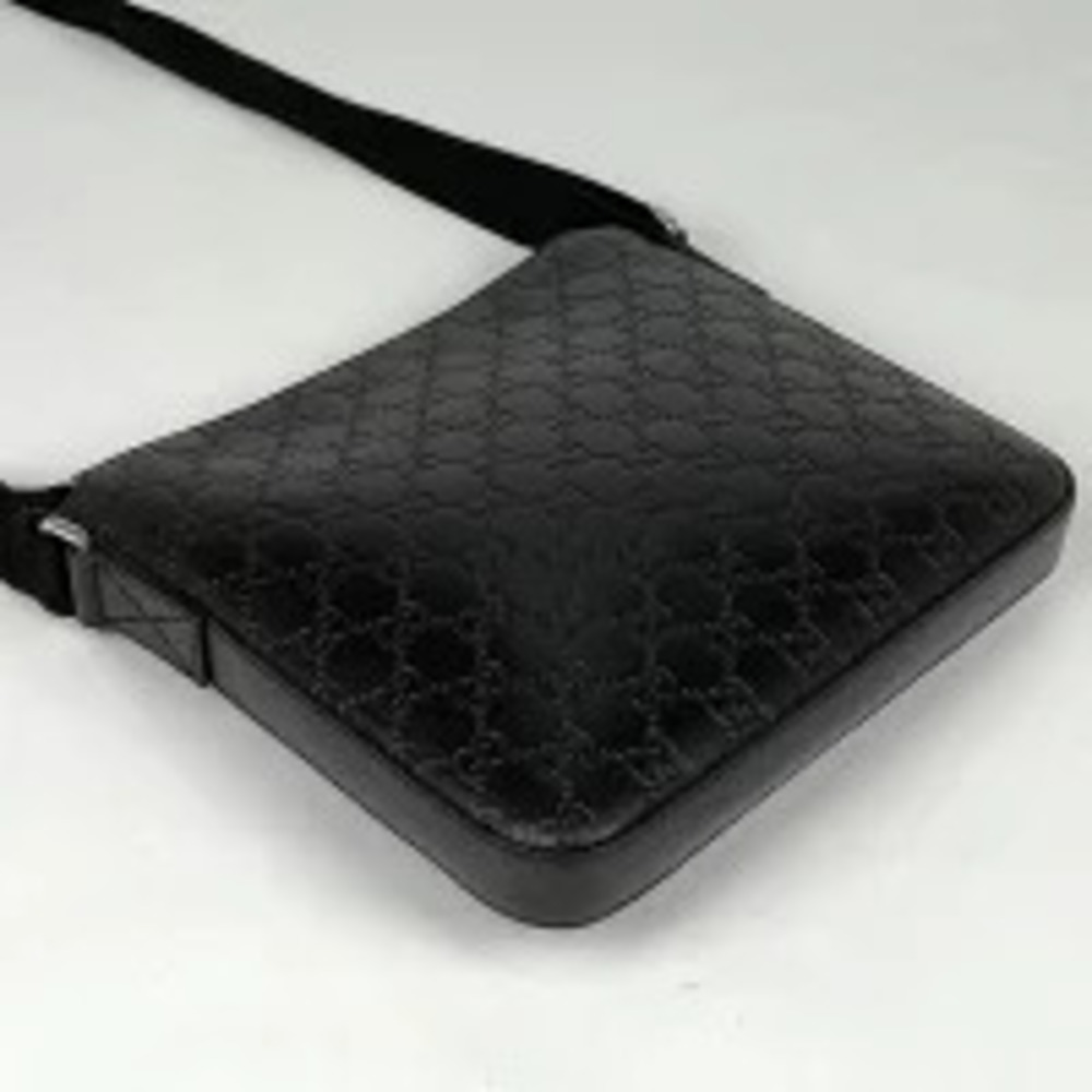 Gucci Bag Leather ssima ssima Shima GG Messenger Shoulder Signature Black